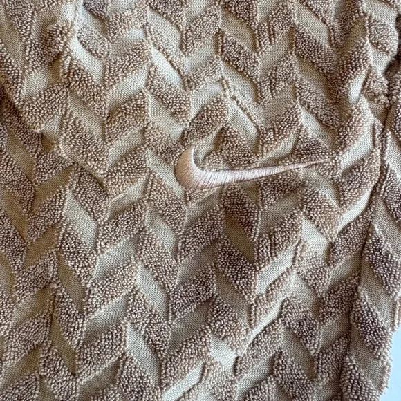 Nike Womens Small Textured Chevron Terry Joggers Tan Khaki High Rise Comfort - Picture 5 of 8